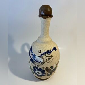 Tonala Pitcher/Jug With Stopper Sandstone Pottery Parrot Made in Mexico